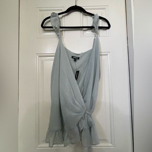 Express ruffle wrap Y2K blouse deep v neck NWT